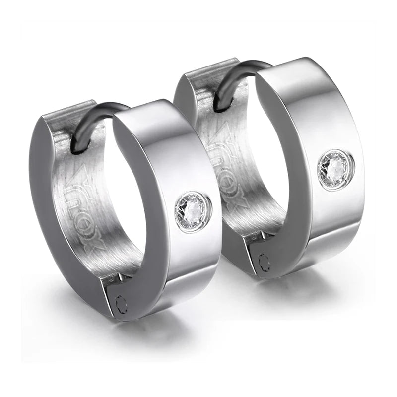 Vnox Cute Hoop Earrings For Women Men Stainless Steel Ear Cuff Brincos Huggie Jewelry