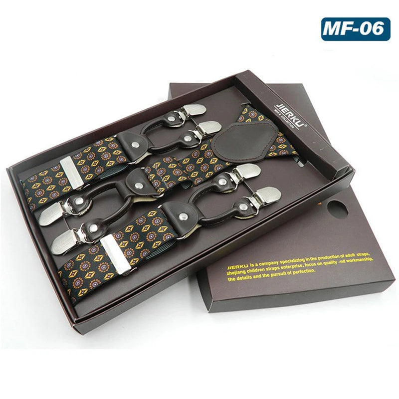 New Fashion Suspenders Luxury Braces 6 Clips Leather Belt Straps European Size Male Style Gift For - Visuel 2 | SAMAG