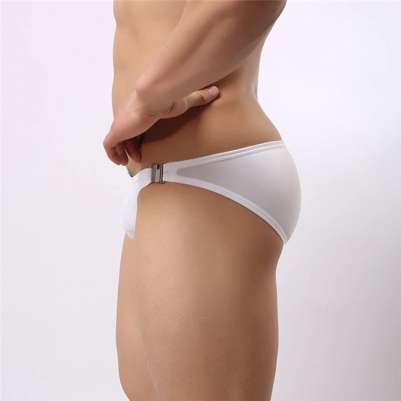 Brave Person Brand New Men's Briefs Sexy Fashion Underwear Bikini Side Metal Buckle Underwear Men Briefs High Quality B1146