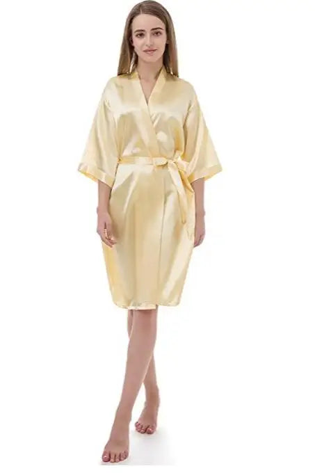 RB030 Sexy Large Size Satin Night Robe Lace Bathrobe | SAMAG
