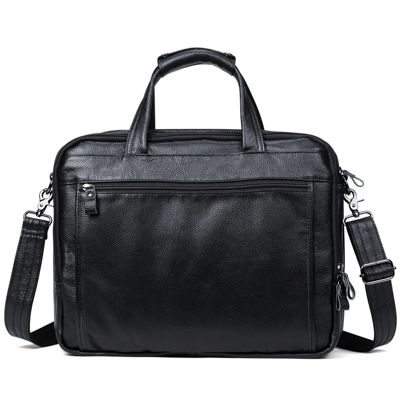 Fashion Genuine Leather Men A4 Office Bag Handbag Business Casual Men's Travel Bag 15.6" Laptop Shoulder Bags Tote Briefcase