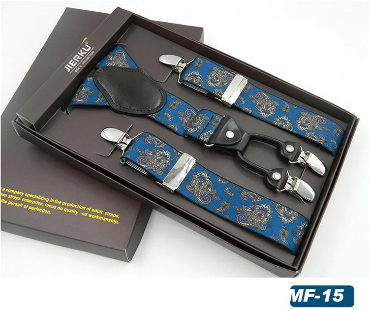 Man Suspenders Fashion Braces Adjustable 4 Clips Leather Belt Strap Tirante Trousers Suspensorio Father - Visuel 9 | SAMAG