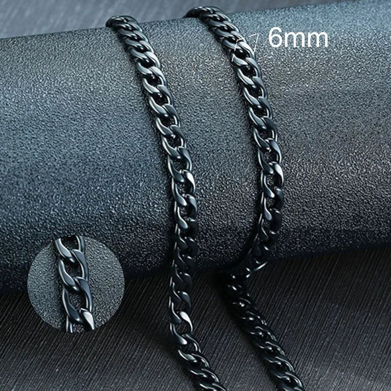 Vnox Men's Cuban Link Chain Necklace Stainless Steel Black Gold Color Male Choker colar Jewelry Gifts for Him