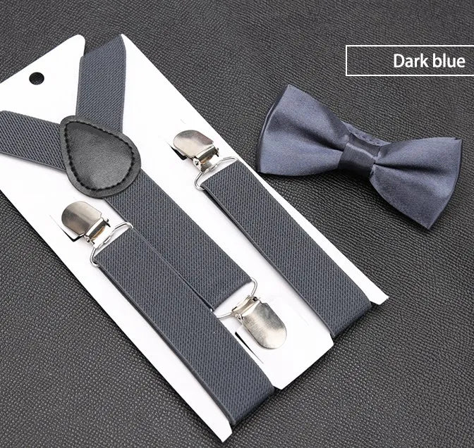 Kids Suspenders with Bowtie Fashion Children Bow Tie Set Boys Braces Girls Adjustable Baby Wedding - Visuel 14 | SAMAG