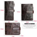 CONTACT'S Genuine Crazy Horse Cowhide Leather Men Wallets  Fashion Purse With Card Holder Vintage Long Wallet Clutch Wrist Bag