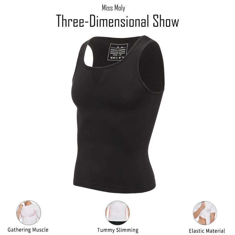 Mens Slimming Body Shaper Chest Compression Shirts Gynecomastia Abdomen Slim Vest  Tummy Control Shapewear Waist Trainer Corset