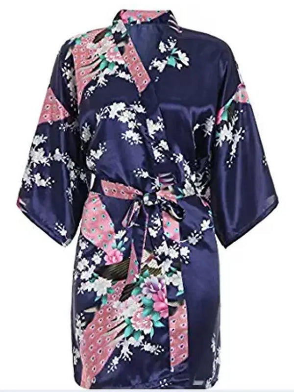 RB030 Sexy Large Size Sexy Satin Night Robe Lace Bathrobe Perfect Wedding Bride Bridesmaid Robes Dressing Gown For Women