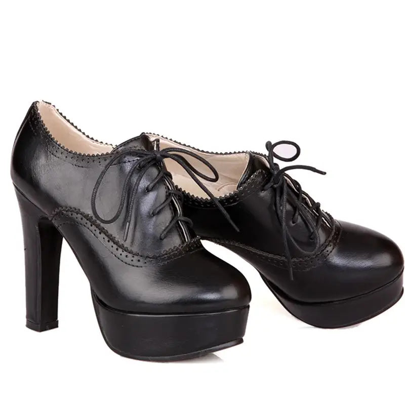 QPLYXCO 2017 New Big Small Size 31-47 Women Stiletto High Heel Shoes Sexy Lady Platform Spring Fashion Lace Up Pumps Shoes 88-8