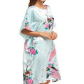 High Quality Chinese Women Silk Home Dress Robe Summer Lounge Nightshirt Short Sleeve Sleepwear Nightgown Plus Size 6XL A-073