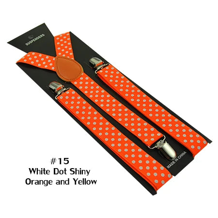 Women'S Men Unisex Shirt Suspenders For Trousers 2.5cm Fashion Polka Dot Pants Holder Y-back Elastic Shoulder Straps Wedding Top