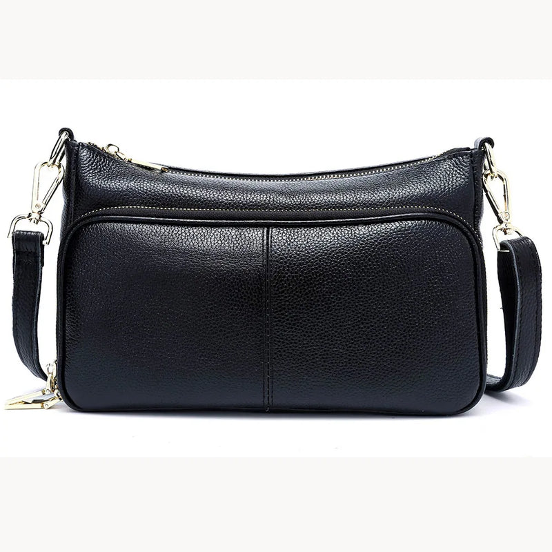 Zency Women's Handbag 100% Genuine Leather Ladies Shoulder Crossbody Messenger Bag Fashion Hobos Black High Quality