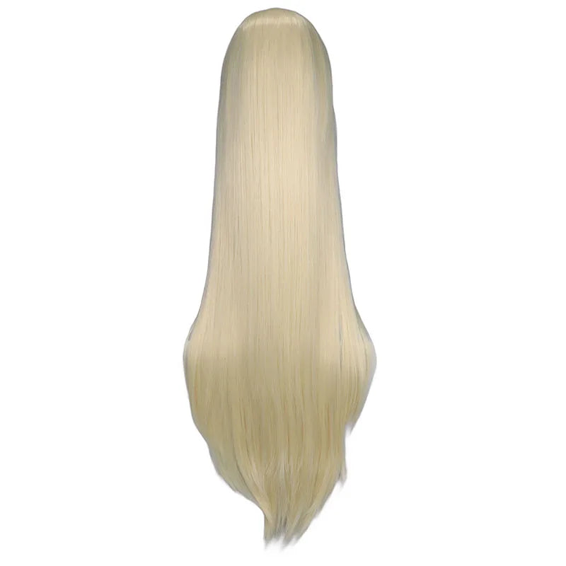 QQXCAIW Long Straight Cosplay Wig Black Purple Black Red Pink Blue Dark Brown 100 Cm Synthetic Hair Wigs