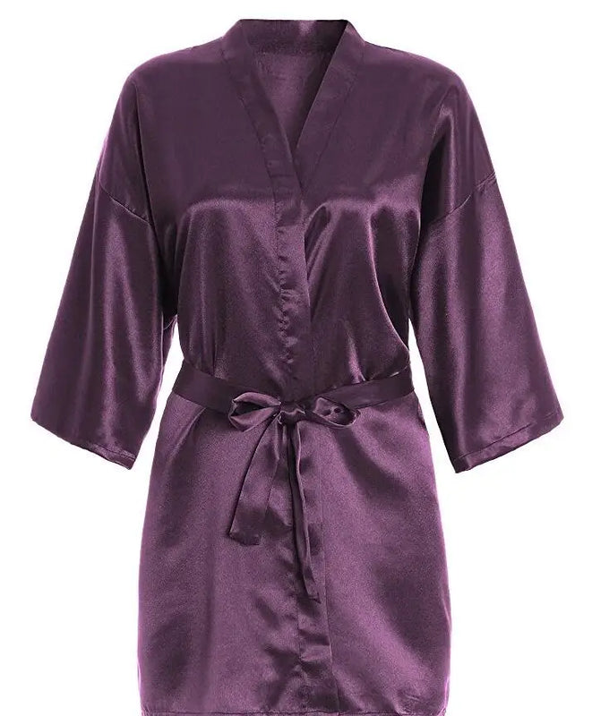 RB030 Sexy Large Size Sexy Satin Night Robe Lace Bathrobe Perfect Wedding Bride Bridesmaid Robes Dressing Gown For Women