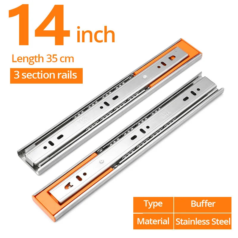 KAK 10" - 22" Stainless Steel Drawer Slides Soft Close | SAMAG