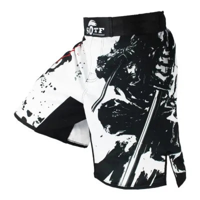 SOTF Black Elastic waist Bushido Fitness fierce ninja combat sport shorts Tiger Muay Thai mma shorts boxing clothing thai boxing
