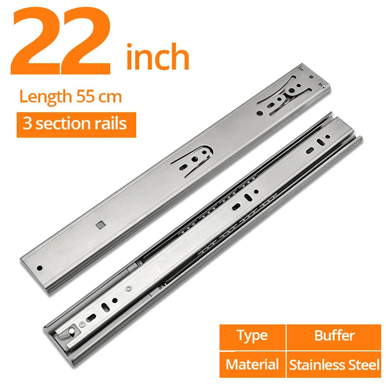 KAK 10" - 22" Stainless Steel Drawer Slides Soft Close | SAMAG