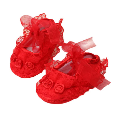 Baby Girl Shoes First Walkers Lace Floral Newborn | SAMAG