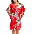 High Quality Chinese Women Silk Home Dress Robe Summer Lounge Nightshirt Short Sleeve Sleepwear Nightgown Plus Size 6XL A-073