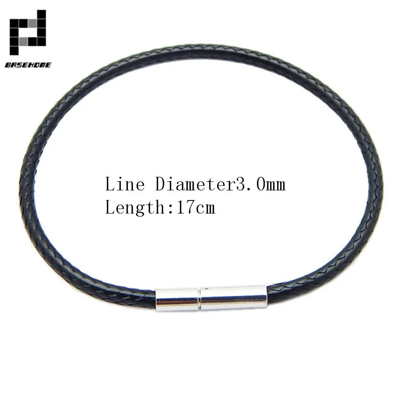 1.5/2/3mm Black Red Bracelet Stainless Steel Clasp For Women Man Couple Leather String Homme Hand Thread Male Jewelry Trending