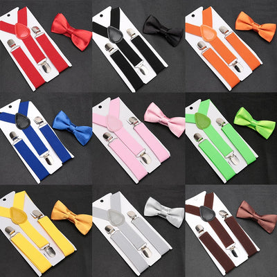 Kids Suspenders with Bowtie Fashion Children Bow Tie Set Boys Braces Girls Adjustable Baby Wedding Accessories | SAMAG