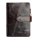 CONTACT'S Genuine Crazy Horse Cowhide Leather Men Wallets  Fashion Purse With Card Holder Vintage Long Wallet Clutch Wrist Bag