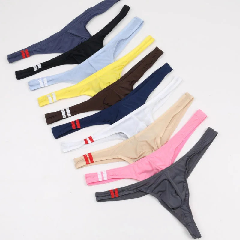 5pcs Men's G-string Thong Sexy Underwear Male Transparent Panties Men's Briefs Underpant Boy Bikini Briefs Sexy Underwear E-044