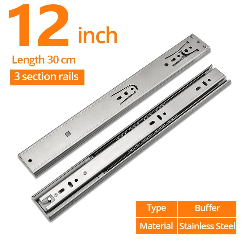 KAK 10" - 22" Stainless Steel Drawer Slides Soft Close | SAMAG