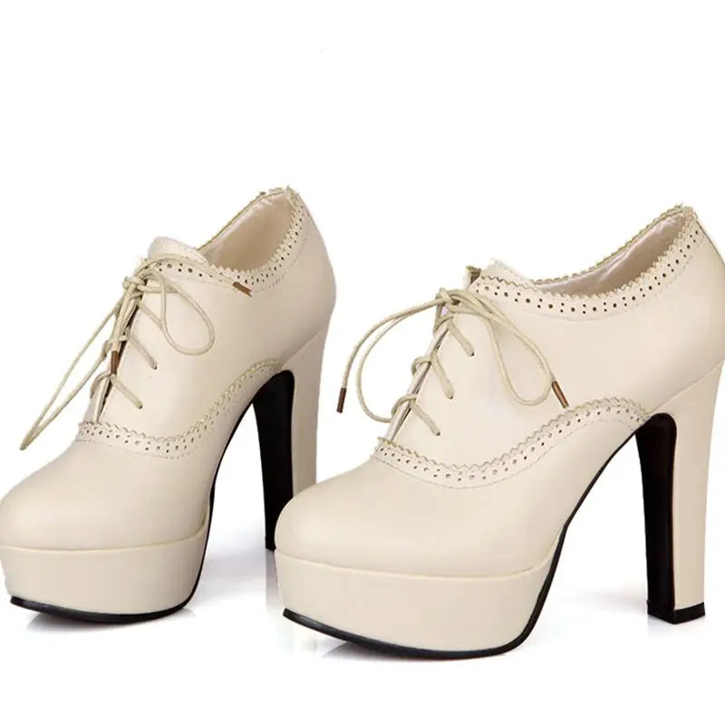 QPLYXCO 2017 New Big Small Size 31-47 Women Stiletto High Heel Shoes Sexy Lady Platform Spring Fashion Lace Up Pumps Shoes 88-8
