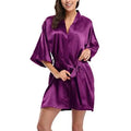 RB030 Sexy Large Size Satin Night Robe Lace Bathrobe | SAMAG