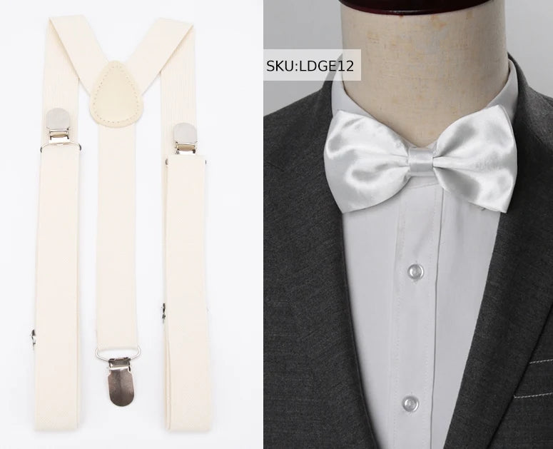 Suspenders Bow Tie Set Men Fashion Suspensorio for Man Boy Women Bowtie Braces Trousers Tirantes Wedding - Visuel 25 | SAMAG
