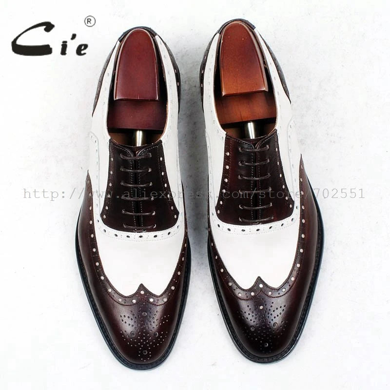 cie round toe brown white bespoke men shoe custom handmade 100%genuine calf leather outsole breathable men's oxford shoe ox438