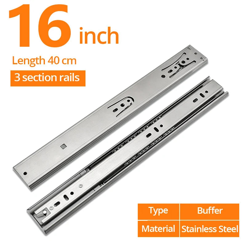 KAK 10" - 22" Stainless Steel Drawer Slides Soft Close | SAMAG