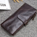 CONTACT'S Genuine Crazy Horse Cowhide Leather Men Wallets  Fashion Purse With Card Holder Vintage Long Wallet Clutch Wrist Bag