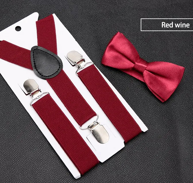 Kids Suspenders with Bowtie Fashion Children Bow Tie Set Boys Braces Girls Adjustable Baby Wedding - Visuel 18 | SAMAG