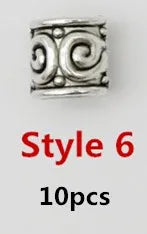 10pcs/pack Antique Silver different 10 styles hair braid dread dreadlock beads rings tube approx 5.9-6.4mm inner hole jewelry
