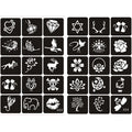 70pcs/5 Sheets Small Glitter Henna Tattoo Stencil for Woman Girl Kids Flower Butterfly Cartoon Airbrush Tattoo Drawing Template