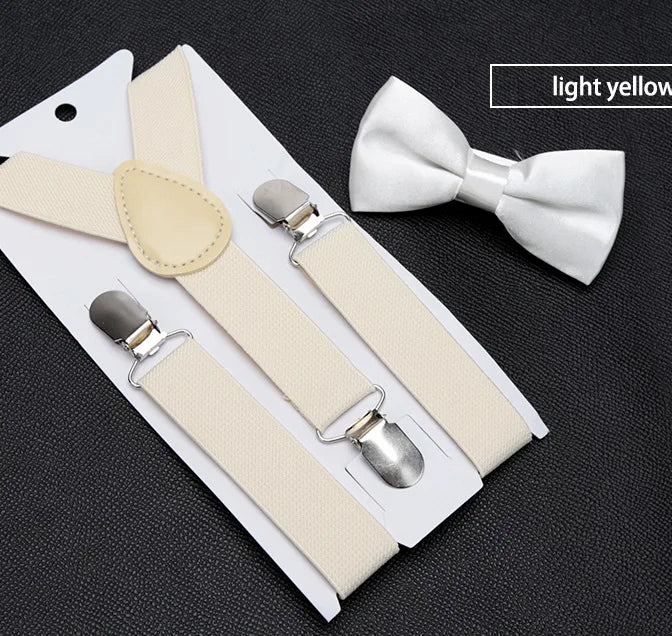 Kids Suspenders with Bowtie Fashion Children Bow Tie Set Boys Braces Girls Adjustable Baby Wedding - Visuel 10 | SAMAG