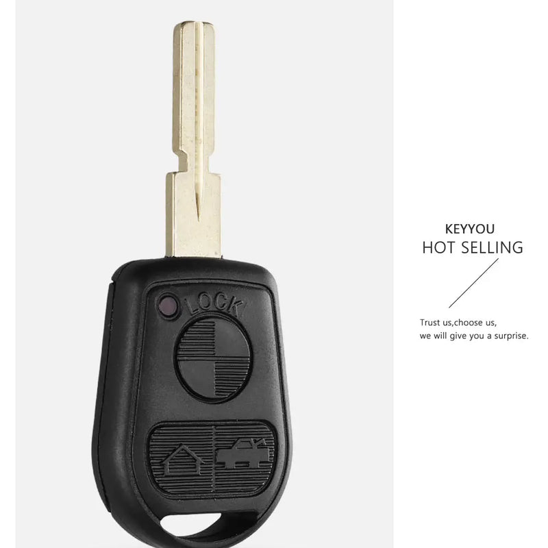 KEYYOU 3 Button Uncut Blade Car Key Replacement Remote Key Case Shell for BMW E31 E32 E34 E36 E38 E39 E46 Z3 Fob Uncut key case