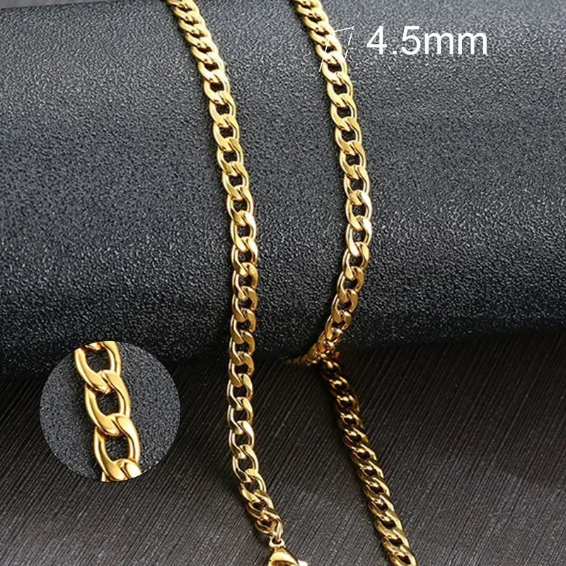 Vnox Men's Cuban Link Chain Necklace Stainless Steel Black Gold Color Male Choker colar Jewelry Gifts for - Visuel 14 | SAMAG