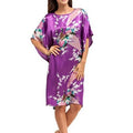 High Quality Chinese Women Silk Home Dress Robe Summer Lounge Nightshirt Short Sleeve Sleepwear Nightgown Plus Size 6XL A-073