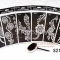 6pcs/lot  Mehndi Indian Henna Tattoo Stencil reuseable Henna Tatoo Template Professional Tattoos Stencil For hand Painting bride