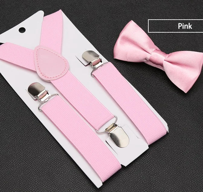 Kids Suspenders with Bowtie Fashion Children Bow Tie Set Boys Braces Girls Adjustable Baby Wedding - Visuel 13 | SAMAG