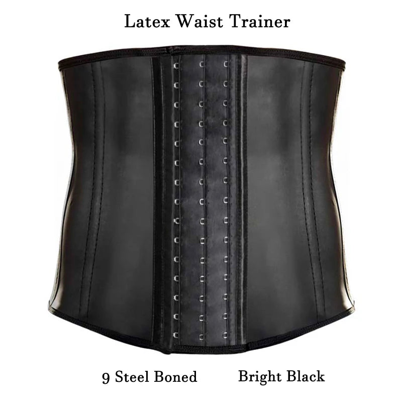 Latex Men Corset Waist Trainer 9 Steel Boned Body Shaper Waist Cincher Corset Belt Girdle Men Shapewear Men Weight Loss Belt