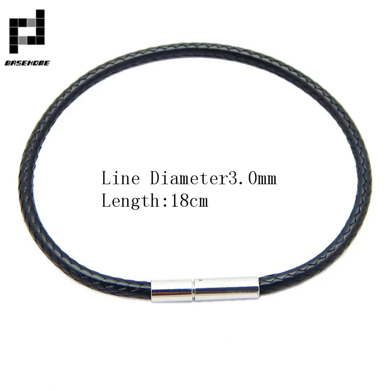1.5/2/3mm Black Red Bracelet Stainless Steel Clasp For Women Man Couple Leather String Homme Hand Thread Male Jewelry Trending