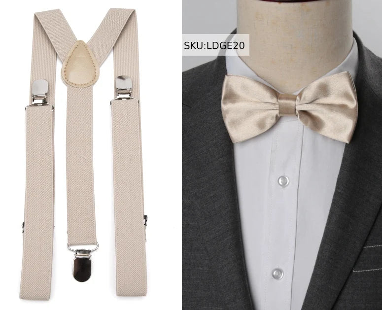 Suspenders Bow Tie Set Men Fashion Suspensorio for Man Boy Women Bowtie Braces Trousers Tirantes Wedding - Visuel 28 | SAMAG