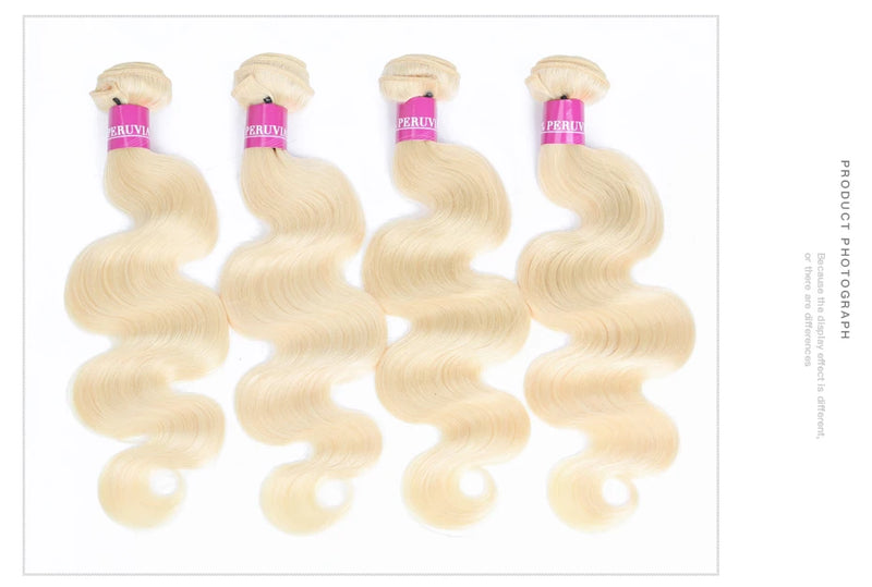 Facebeauty Color 613 Blonde Hair Weave 1/3/4 Bundles Peruvian Body Wave Remy Hair Bundle 8 To 30 inch Human Hair Weft Can Be Dye
