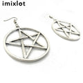 imixlot Big Round Pentagram Star Earrings Gothic Ear Hook Drop Earrings For Women Pendientes Fashion Jewelry