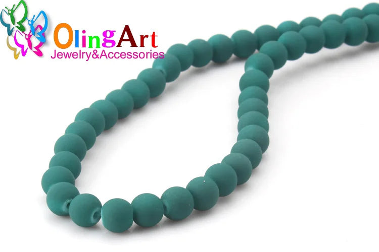 OlingArt Rubber Glass Beads High 6MM Quality 100PCS/Lot Candy Color Neon Matte Loose Handmade DIY Jewelry Making Bracelet