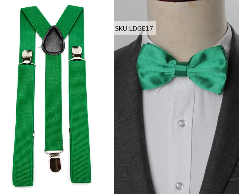 Suspenders Bow Tie Set Men Fashion Suspensorio for Man Boy Women Bowtie Braces Trousers Tirantes Wedding - Visuel 12 | SAMAG