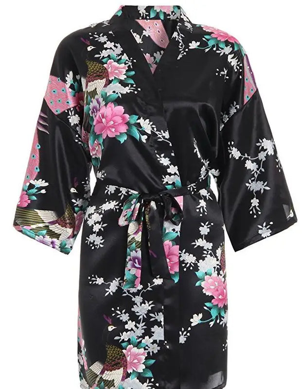 RB030 Sexy Large Size Sexy Satin Night Robe Lace Bathrobe Perfect Wedding Bride Bridesmaid Robes Dressing Gown For Women